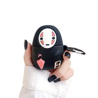 BONTOUJOUR AirPods Case, Super Cute Creative Sitting Faceless Man No Face Man Holding Umbrella Design AirPods Case, Soft Silicone Earphone Protection Skin for AirPods1&2+Hook