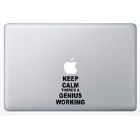 Crazy4Decals Keep Calm There's A Genius Working Decal 4" Vinyl Sticker for Laptop Notebook MacBook Air/Pro Dell HP Walls Windows (Black)