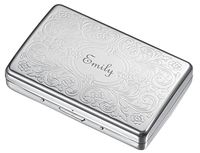 Visol Victoria Floral Pattern Cigarette Case - Holds 18 100mm Size Cigarettes with Free Laser Engraving