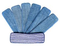 Microfiber Mop Pads 18 inch Flat Mop Velcro Style Mop Frame, 6 Pack plus FREE SCRUBBER PAD, Mop Head Replacement, Reusable Replacement Mop Pads, Use for Wet or Dry Floor Cleaning by IdaSmart