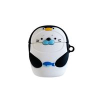 ICI-Rencontrer 3D Cute Distinctive Seal Face Penguin Design Airpods Case Kids Girls Women Fun Animal Wireless Charging Earphone Soft Silicone Shockproof Protector Hook