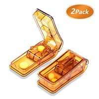 Betife 2-Pack Pill Cutter - Pill Splitter with Stainless Steel Blade for Cutting Small Pills or Large Pills in Half, Easy Cut Tablet Vitamin and Big Medicine. (Brown)