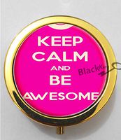 BlackKey Keep Calm and Stay Be Awesome 3-Compartment Decorative Pocket Gift Box Case Organizer for Pill, Color 2 -1076