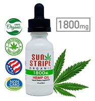 Hemp Oil by Sun Stripe Organic - 1800mg Full Spectrum Hemp Extract for Pain Relief, Stress Relief, Anxiety Relief and Sleep. Certified Organic Hemp Oil Supplement. 30ml / 1.0 Ounce.