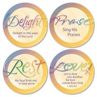 Faithful Words Envelope Seals - Set of 144 (4 Designs) Self-Adhesive, Flat-Sheet, 1-1/2" Sticker Seals, By Colorful Images