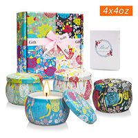 Scented Candles Gift Set, Natural Soy Wax 4.4 Oz Tin Candles Gift for Women Host Gifts with Strongly Fragrance for Stress Relief and Relax - 4 Pack