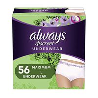 Always Discreet Incontinence & Postpartum Underwear for Women, Large, 56 Count, Maximum Protection, Disposable (28 Count, Pack of 2-56 Count Total)