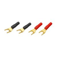 EIGHTNOO Y  Plug 45 Degree Spade Connector for Speaker Wire, Insulated Fork Connector Electrical Crimp Terminal for Speaker Cable (2 Red & 2 Black)