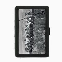 Perfection In Style Black Color Metal Cigarette Case D-006 Lunch On a Skyscraper New York City