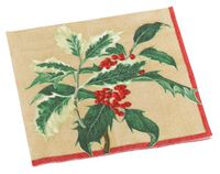 Entertaining with Caspari Royal Holly Paper Cocktail Napkin Package, Gold