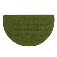 super1798 Solid Color Semicircle Shape Bedroom Anti-Slip Water Absorption Doormat Floor Carpet Rug Cushion Green
