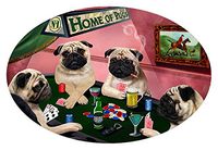 Home of 4 Pug Dogs Playing Poker Oval Envelope Seals (20)