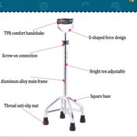 jkl Multifunction Adjustable Crutches,Lightweight Non-Slip Aluminium Walking Sticks,U-Type Handle Design Canes for Man Women,Red