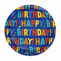 Iconikal Disposable Paper Dessert Party Plates, 32 Count, Happy Birthday