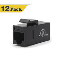 VCE CAT6 RJ45 Keystone Jack Inline Coupler for Cat6 Cables-Black 12-Pack UL Listed
