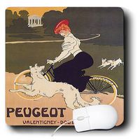 3dRose LLC 8 x 8 x 0.25 Inches Mouse Pad, Image of Vintage Lady Riding Bike with Dogs (mp_163205_1)