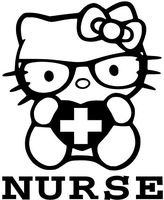 Hello Kitty Caring Nurse - Vinyl 6" tall (Color BLACK) decal laptop tablet skateboard car windows stickers