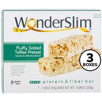 WonderSlim Low-Carb 15g Protein Diet Bar - Salted Toffee Pretzel - High Fiber Weight Loss Snack Bar - Gluten Free 3 Boxes Value Pack (Save 10%)