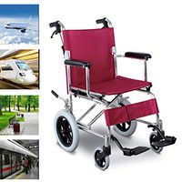 Wheelchair Wheelchair Folding Portable Ultra-light Aluminum Alloy Children's Elderly Small Wheel Travel Aircraft Wheelchair Can Bear 100kg Red Attendant-Propelled Wheelchair lightweight propelled