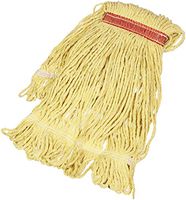 AmazonBasics Loop-End Synthetic Commercial String Mop Head, 1.25 Inch Headband, Small, Yellow, 6-Pack