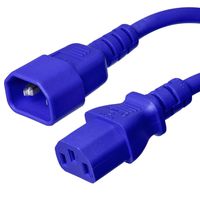 C14 to C13 Power Cord - 7 Foot, Blue, 15A/250V, 14/3 AWG, IEC 60320 - Iron Box Part # IBX-2806-07