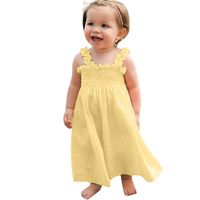 Girls Dress,SuperUS Toddler Kids Baby Girls Summer Solid Ruffle Dress Sleeveless Linen Strap Casual Dresses