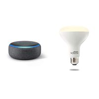 Echo Dot (3rd Generation) - Charcoal with 1 Bulbrite Solana Ceiling Smart Bulb
