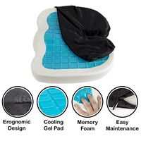 Orthopedic Gel Comfort Memory Foam Seat Cushion, Office Chair Wheelchairs and Car Gel Seat Pads, For Coccyx Lower Back Support, To Relieve Back & Tailbone Pain and Sciatica (Black)