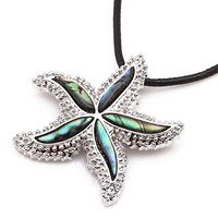 Fashionwu Abalone Shell Material Starfish Necklace Stylish Pendant Ornament Christmas New Year Birthday Gift