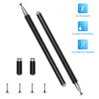MoKo Universal Stylus Pen, 2 in 1 Disc Stylus Capacitive Pen with 4 Replaceable Fine Point Discs Compatible Apple iPad Mini/Air/Pro/iPhone/Samsung/Tablet, All Capacitive Touch Screen Device - Black