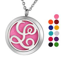 VALYRIA Monogram L Aromatherapy Essential Oil Diffuser Necklace-Stainless Steel Letter Locket Pendant with 11 Refill Pads