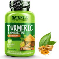 NATURELO Organic Turmeric Curcumin - BioPerine for Better Absorption - Curcuminoids, Black Pepper, Ginger Powder - Natural Relief for Stiff, Sore Joints - 120 Vegan Capsules