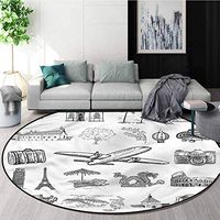 RUGSMAT Sketchy Round Area Rug Carpet,Airplane Luggage and Camera Floor Mat Home Decor Diameter-24