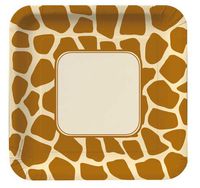 Creative Converting Animal Print Giraffe Square Dinner Plates, 8 Count