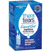 TheraTears Eye Drops for Dry Eyes, Nighttime Dry Eye Therapy Lubricant Eyedrops, Preservative Free, 30 Count Single-Use Vials