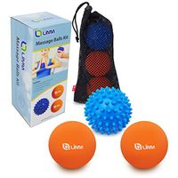 Limm Therapy Massage Ball Set - Lacrosse & Spiky Combo - 2 2.5 inches & 1 2.8 inches - Best Feet, Back & Neck - Rubber Balls for Pain Relief & Plantar Fasciitis - Includes Free Carry Bag