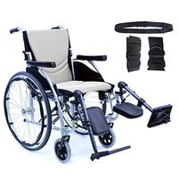 Karman S-Ergo 115 Ultra Lightweight Ergonomic Wheelchair | Seat Size 20" X 17" | Upgraded to Elevating Legrests | Quick Release Wheels in Silver & Free Black Wheelchair Seatbelt!