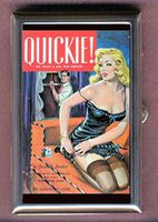 Quickie! Vintage Lowbrow Pulp Art Blonde Pin Up Girl Decorative Pill Box