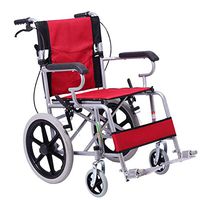 Folding Wheelchair Elderly Lightweight Manual Wheelchair Travel Portable Wheelchair Child Wheelchair (Color : Red)