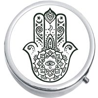 Black and White Hamsa Medicine Vitamin Pill Box