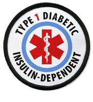 TYPE 1 DIABETIC Insulin Dependent Medical Alert 3 inch Black Rim Patch