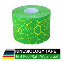 TheraBand Kinesiology Tape, Waterproof Physio Tape for Pain Relief, Muscle & Joint Support, Standard Roll with XactStretch Application Indicators, 2 Inch x 16.4 Foot Roll, Electric Green/Yellow