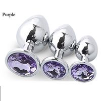 3PCS Metal Beginner AnAles Set Massage Plug Women and Men Pleasure (Purple)