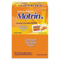 Motrin IB Ibuprofen Tablets, 50 Packets of 2 per Box