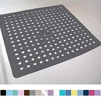 Gorilla Grip Original Patented Bath, Shower, and Tub Mat, 21x21, Machine Washable, Antibacterial, BPA, Latex, Phthalate Free, Square Bathroom Mats with Drain Holes, Suction Cups, Charcoal Opaque