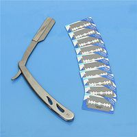 Straight Steel Shaving Razors Folding Shaving Knife With 10pcs Blades