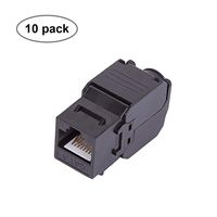 CAT6 RJ45 Keystone Jack [UL Listed] Unshielded Tool-less Keystone Punch-Down Stand and 180-Degree with Color Coded Wiring Schema for Wall Plate Outlet Panel (Black, 10 Pack)