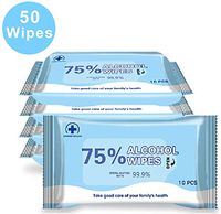 Ubrov Disinfectant Wipes, 75% Alcohol Wet Wipes Cleaning Wet Wipes Antiseptic Sterilization Wipes Daily Disinfecting Use(5 Pack 50 Wipes)