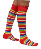 Compression Socks Stocking (1 pair) 15-20 mm Hg for Women & Men (9-11, Rainbow Stripes)