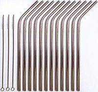 Reusable Straws - Stainless Steel Drinking - Set of 12 + 3 Cleaners - Eco Friendly, SAFE, NON-TOXIC non-plastic CocoStraw Brand